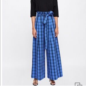 ZARA Wide Leg High Waisted Plaid Pants. Size: XS. Excellent condition 💙